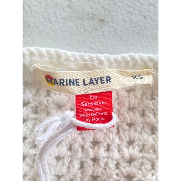 NWT Marine Layer $118 Crochet Crop Top W's XS Caro Tank White Rainbow Trim - Picture 10 of 16